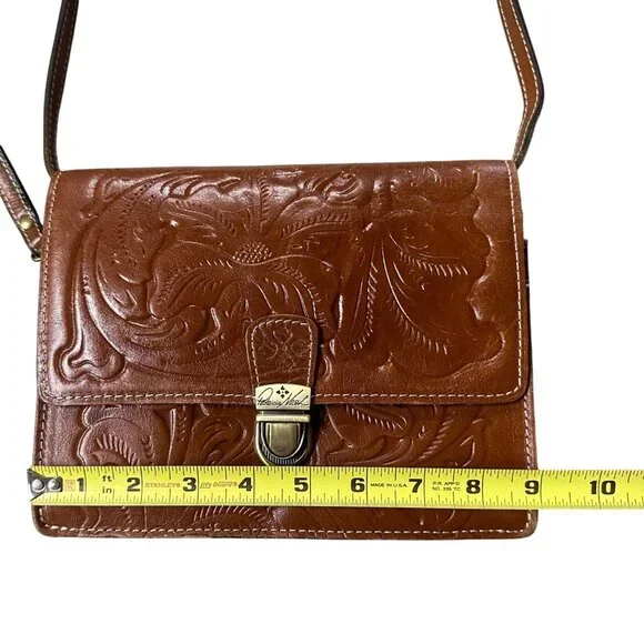 Patricia Nash Embossed Leather Crossbody Shoulder Bag Floral Purse Wristlet - Picture 11 of 12